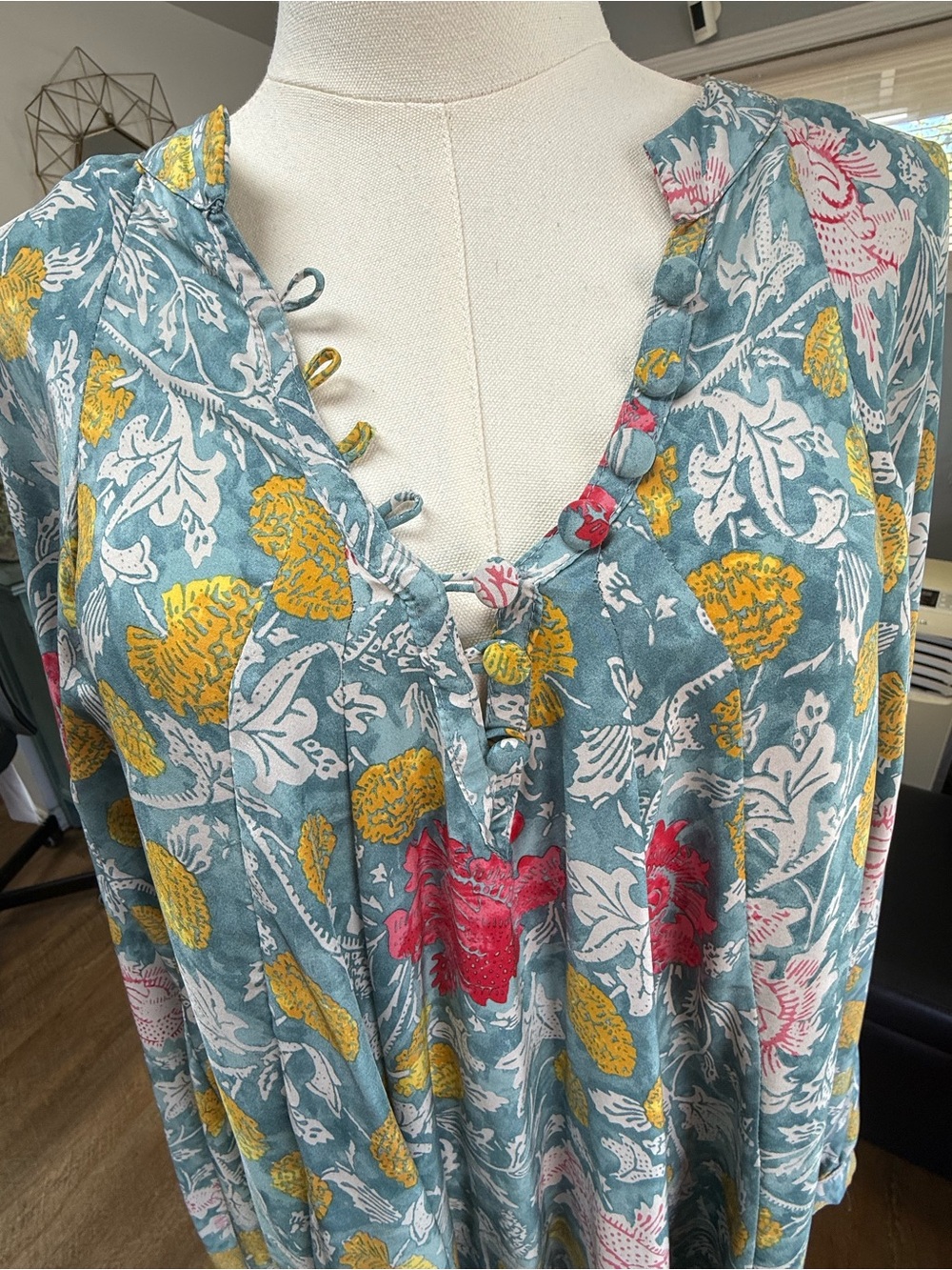 Natalie Martin Silk Sammie Maxi Dress "Lehua Print Sea" size Large NWOT - Picture 5 of 13